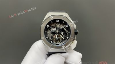LS. Factory Audemars Piguet Royal Oak Concept 43mm Tourbillon Movement Black Panther Black Band Watch